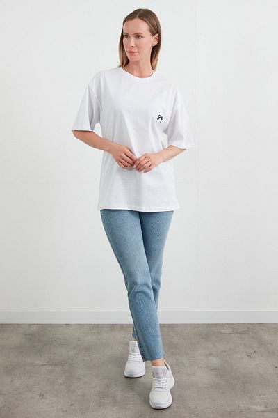 Fulla Moda Tricou oversize cu broderie cu panglică