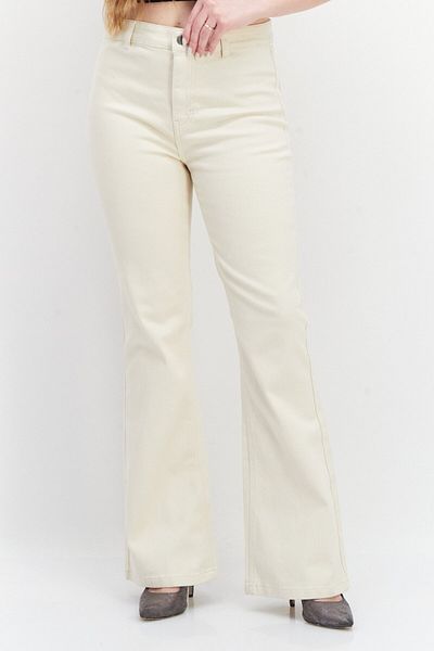 Don't Call Me Jennyfer Women Wide Leg Plain Denim Pants, Beige