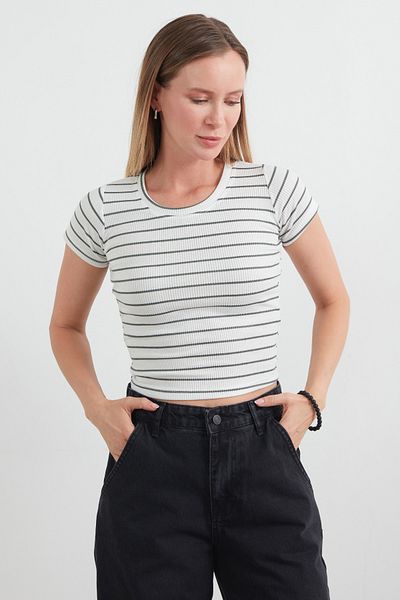 Fulla Moda Μπλουζάκι με ριγέ κοτλέ