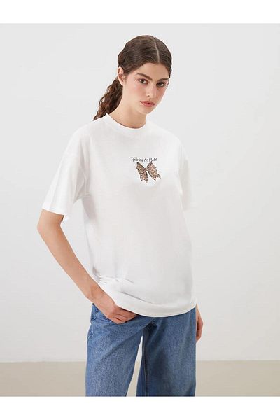 LC Waikiki Tricou pentru femei LCW Modest Crew Neck imprimat (S5)