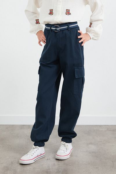 Fulla Moda Belted Cargo Pocket Jogger Girls' Trousers