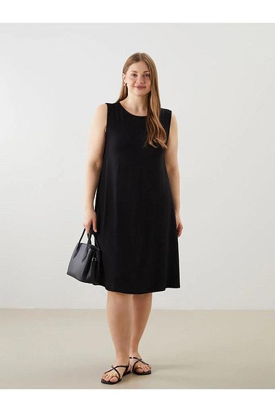 LC Waikiki Lcw Grace Crew Neck A-Line Women's Dress (S5)