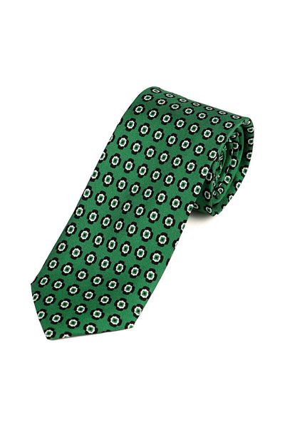 Bursa İpek Green Patterned Silk Tie Set