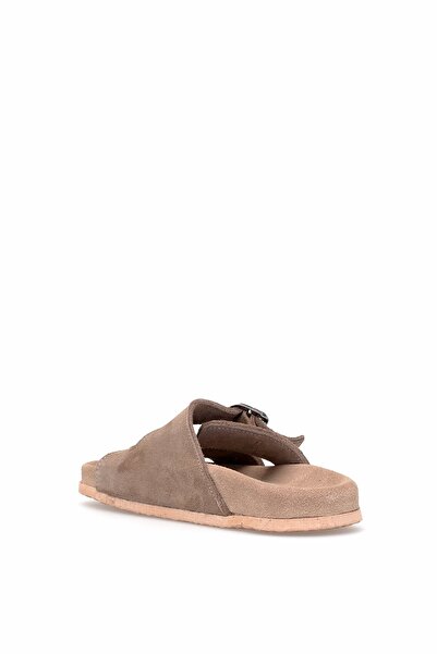 Ayakkabı Fuarı Elit Zeyn 8113 Papuci plati din piele naturala pentru femei Mink