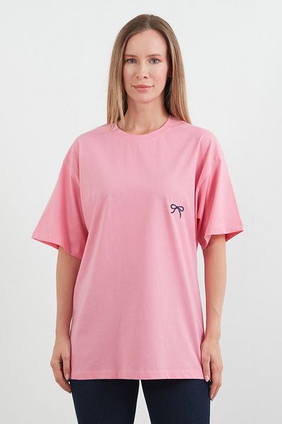 Fulla Moda Ribbon Embroidered Oversize T-Shirt