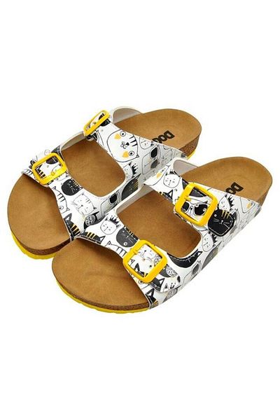 Dogo Women's slippers, with cats - Monochrome Cats