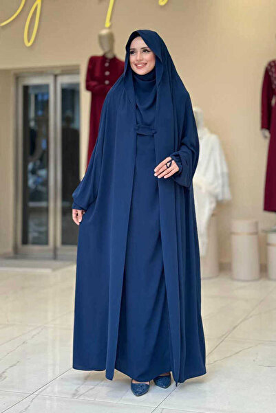 Bym Fashion Kendinden Peçeli Sufleli Cilbab 6032 Lacivert