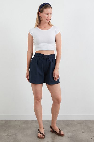 Fulla Moda Plaid Linen Look Shorts with Tie Waist