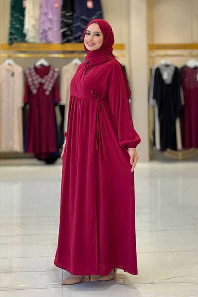 Bym Fashion Φόρεμα προσευχής με σάλι διπλό στήθος 6027 Claret Red