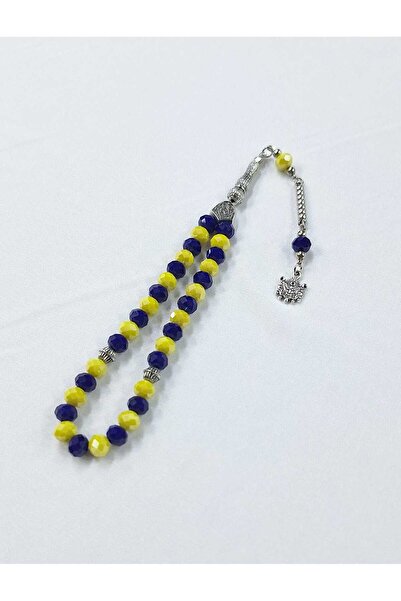 Lio20 Sarı-Lacivert Renkli Kristal Cam Tesbih | Hediye Ve Günlük Şık Aksesuar