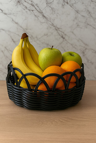 RaddanCore سلة راتان بيضاوية سوداء – 26x12 سم