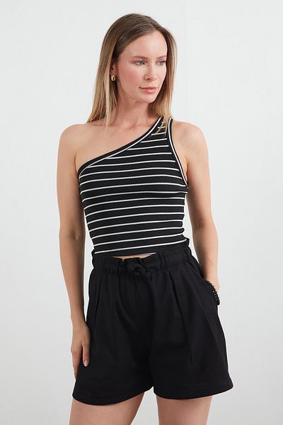 Fulla Moda Striped One Shoulder Body