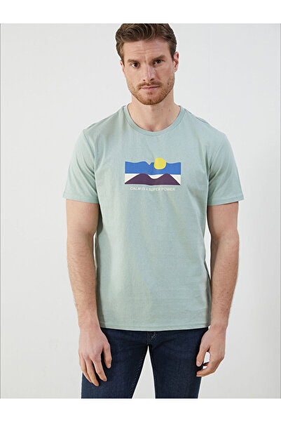 LC Waikiki Ανδρικό μπλουζάκι LCW ECO Crew Neck με στάμπα από βαμβακερό χτενισ...