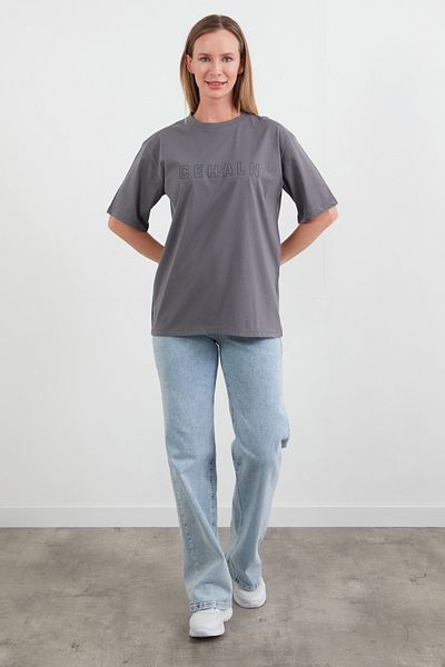 Fulla Moda Cehaln Text Printed Oversize T-Shirt