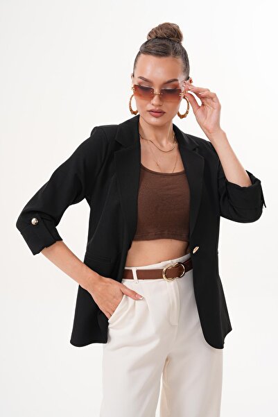 ŞİMAL Women's Sleeve Fold Detailed Unlined Jacket 255113 -