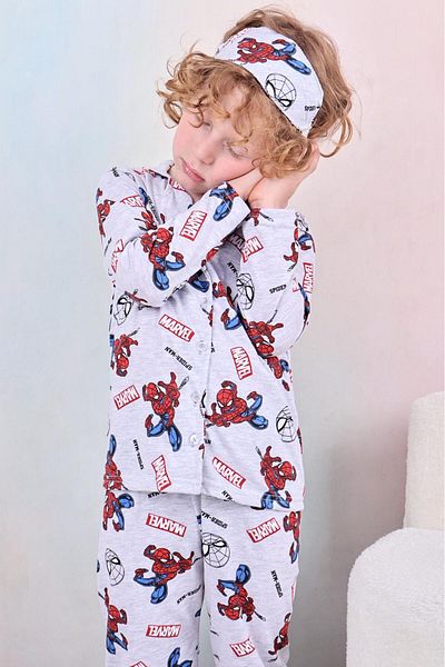 Beka Kids Boy's Front Button Patterned Pajama Set 100% Cotton Pajama Set and Eye Patch