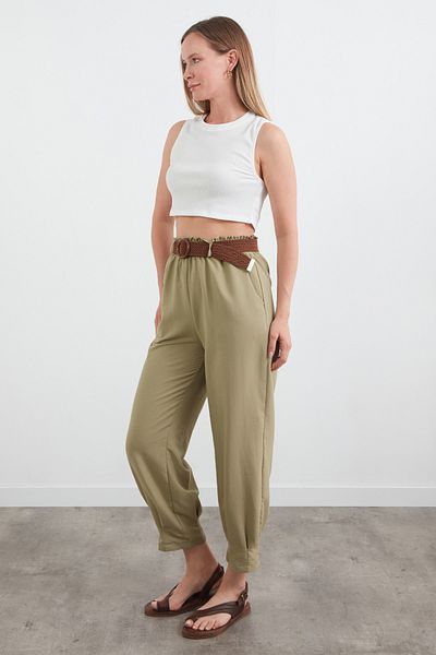 Fulla Moda Elastic Waist Belted Trousers