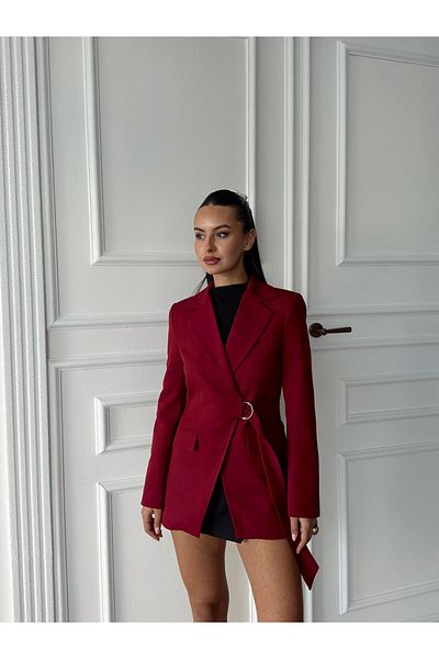 mydukkan.co Metal Buckle Belted Jacket