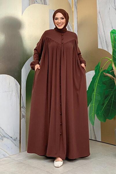 Bym Fashion Robalı Britli Ferace 6022 Kahverengi