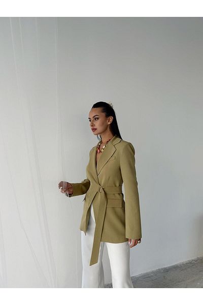mydukkan.co Metal Buckle Belted Jacket