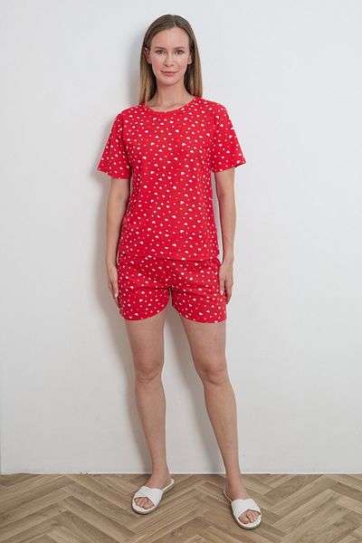 Fulla Moda Heart Printed Crew Neck Shorts Pajama Set