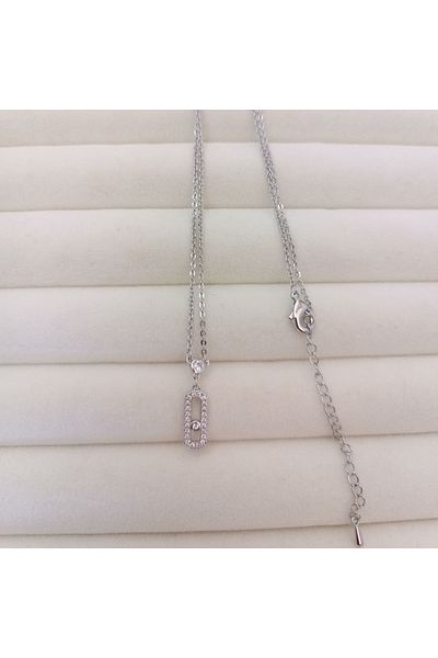 REBORN DESIGN Silver Color Minimal Zircon Stone Messika Necklace