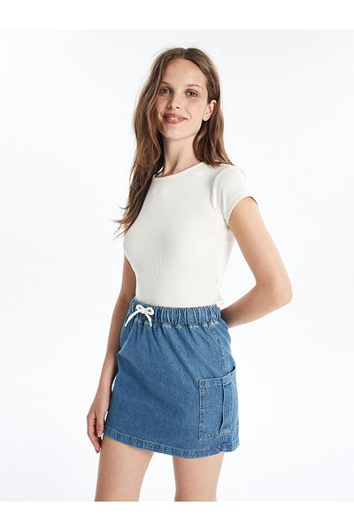 LC Waikiki Women's Jeans Skirt with Elastic Waist