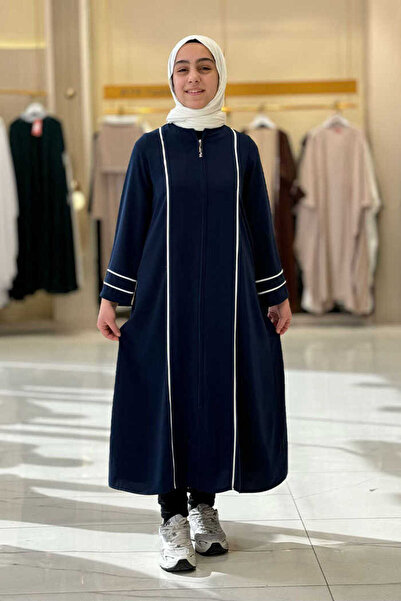 Bym Fashion Fermuarlı Biyeli Çocuk Feracesi 6031 Lacivert