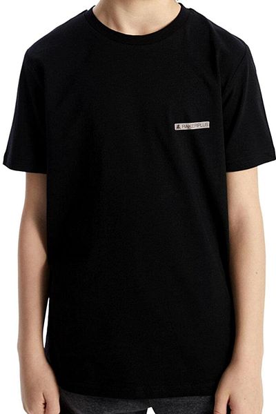 Rakerplus Μαύρο 100% βαμβακερό Unisex κοντομάνικο παιδικό μπλουζάκι