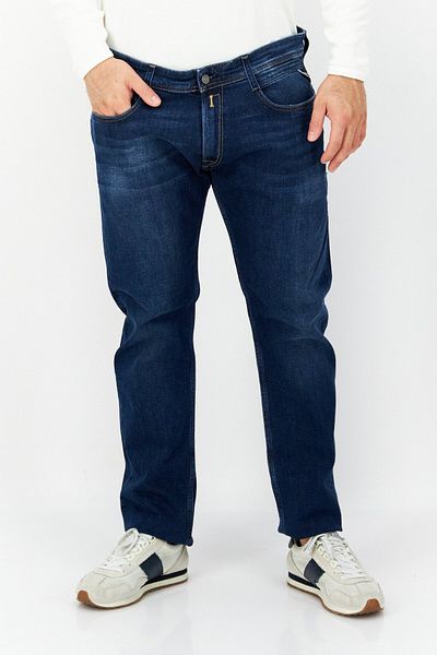 Replay Men Slim Tapered Fit Textured Stretchable Jeans, Navy