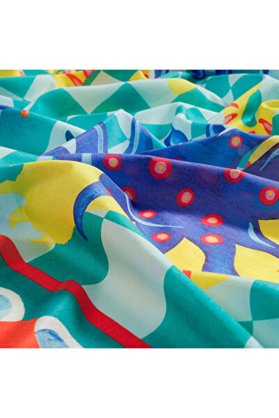 Zsa Zsa Zsu Pera Dijital Baskılı Pamuk Pamuk İpek Pareo 140x140 Cm Mavi