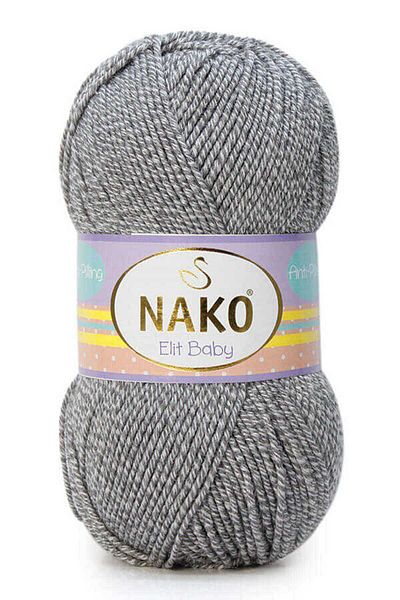 NAKO Elit Baby Anti-pilling Hand Knitting Yarn Baby Wool Χωρίς πουπουλένια Bebe Wool 21353 Γκρι - Λευκό Muline