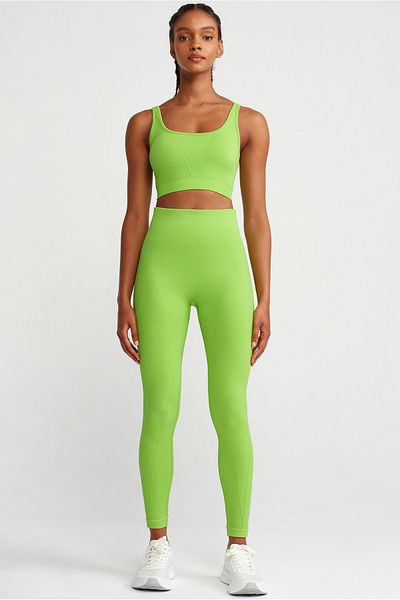 COMEUP Herringbone Patterned Recovery Leggings Exotic Green
