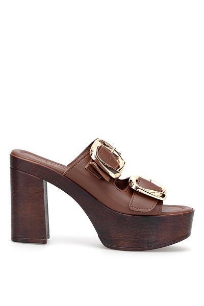 MİSS PARK MODA Miss Park Moda Pm183 K766 Women's Heeled Slippers Brown