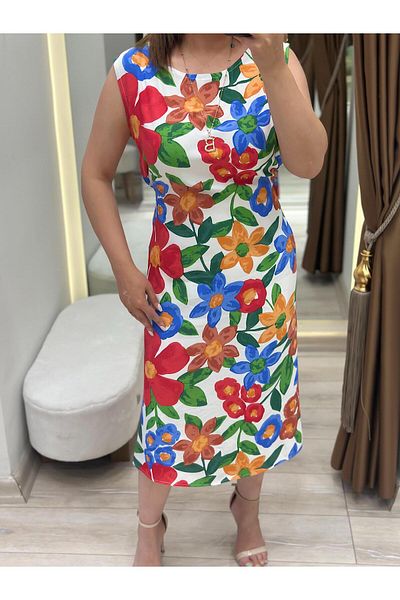 MELTEM TUĞAN Floral Sleeveless Dress Red