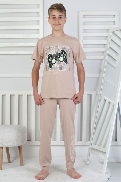 ZUZUNGA Gamer Console Patterned Short Sleeve Boys Pajama Set