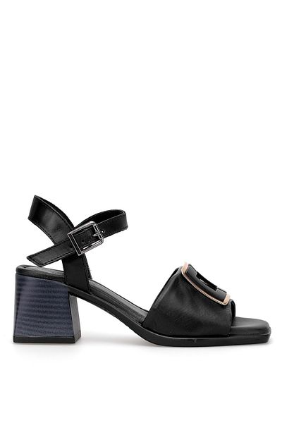 Ayakkabı Fuarı Elit Brk488 Women's Genuine Leather Classic Heeled Shoes Black