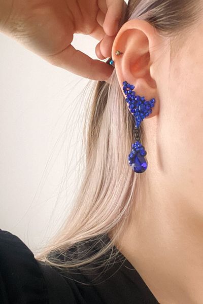 Glaren Navy Blue Color Drop Evening Dress Women's Earrings