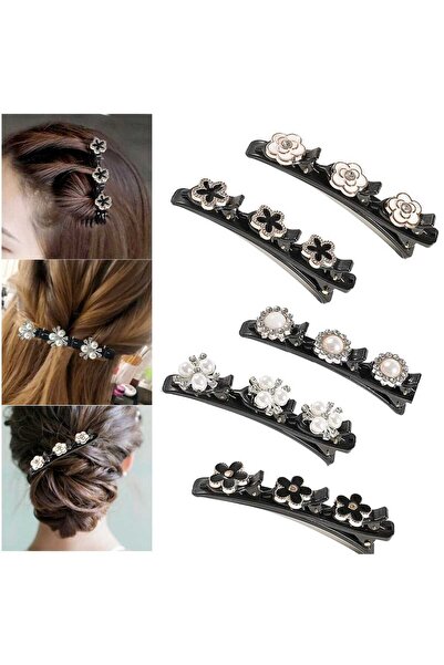 animis beauty Set 5 clame pentru par, din metal si plastic, cu aplicatii Flor...