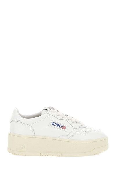 AUTRY White Low Top Sneakers With Oversized Platform In Leather Woman