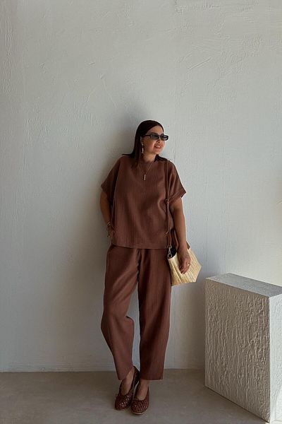 ELVAN TOLON Set de lenjerie casual maro