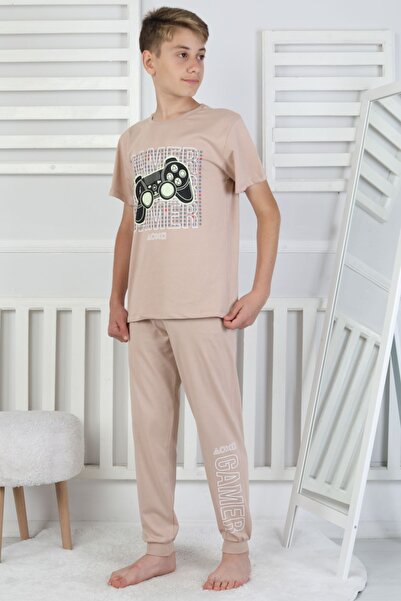 ZUZUNGA Gamer Console Patterned Short Sleeve Boys Pajama Set