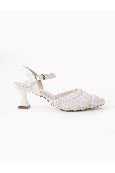 ALEMDAR AYAKKABI Albus White Lace Heeled Women's Shoes