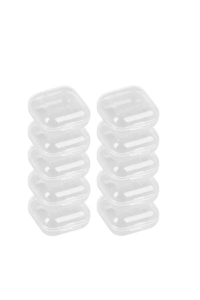 OEM Set of 10 transparent plastic boxes with lid and self-closing 3.5cm x 3.5cm x 2 cm