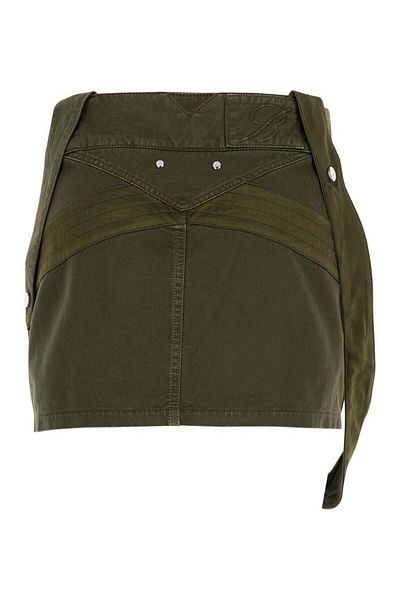 Blumarine Olive Green Medium Waist Miniskirt In Cotton Woman