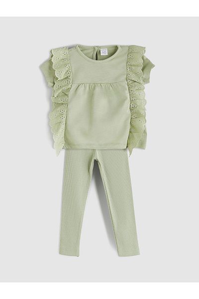 LC Waikiki Crew Neck Baby Girl Blouse and Leggings 2 Pack