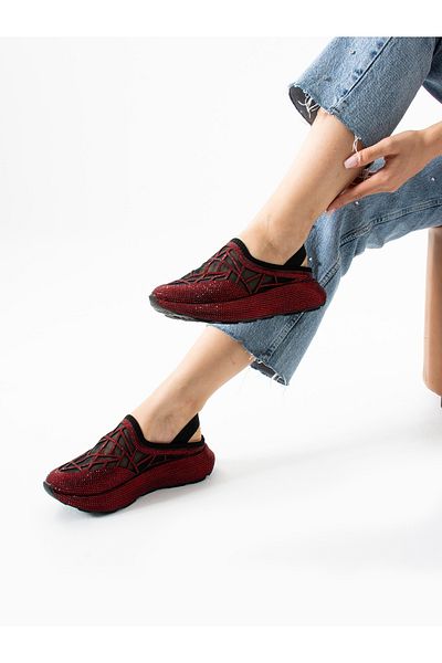 ALEMDAR AYAKKABI Strix Red Stone Detail Women's Sandals