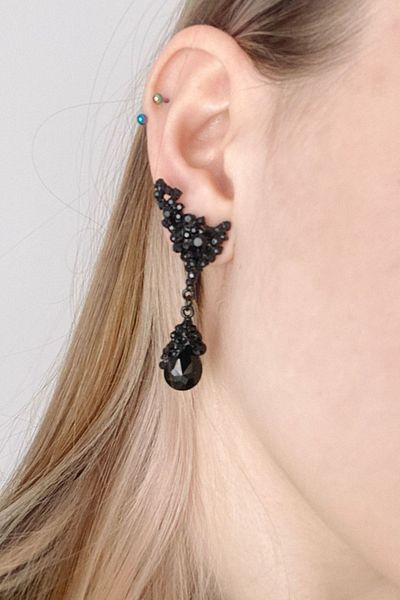 Glaren Black Color Drop Evening Dress Women's Earrings