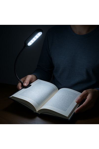 zola LED reading lamp with clamp, 5 LEDs, flexible, 31 x 3 cm, black