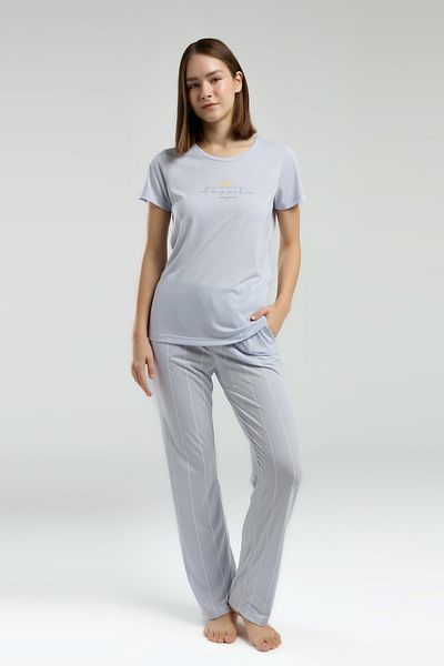 Pierre Cardin Women's Crew Neck Short Sleeve Pajama Suit
